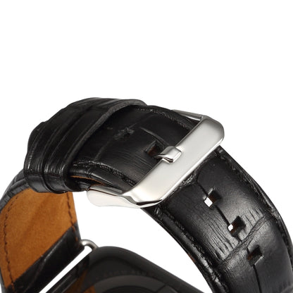For Apple Watch Series 9&8&7 41mm / SE 3&SE 2&6&SE&5&4 40mm / 3&2&1 38mm Cowhide Crocodile Texture Strap Watch Band(Black) by bashfashion