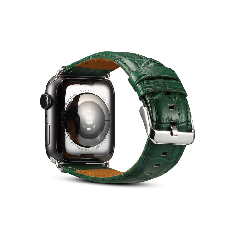 For Apple Watch Series 7 41mm / 6 & SE & 5 & 4 40mm / 3 & 2 & 1 38mm Cowhide Crocodile Texture Strap Watch Band(Green) by bashfashion