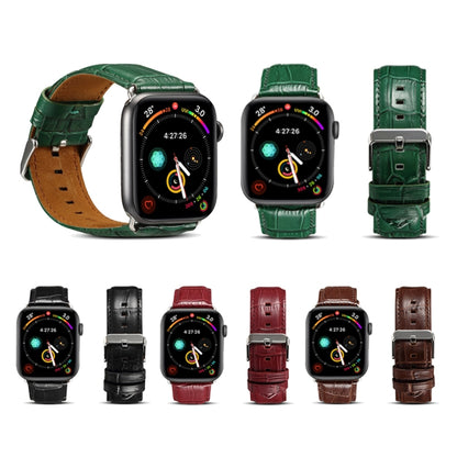 For Apple Watch Series 9&8&7 41mm / SE 3&SE 2&6&SE&5&4 40mm / 3&2&1 38mm Cowhide Crocodile Texture Strap Watch Band(Black) by bashfashion