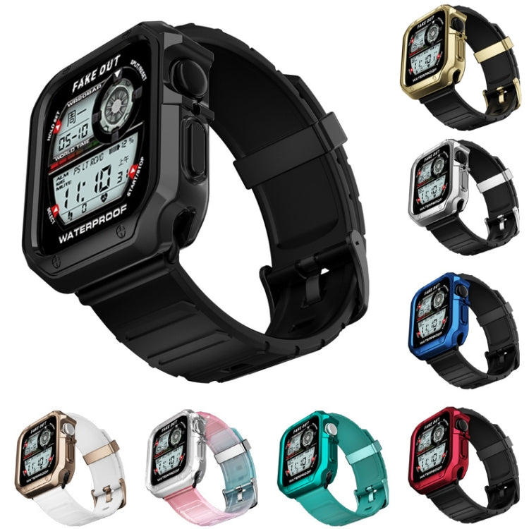 Silicone Watch Band + Watch Case Set For Apple Watch Series 9 / 8 / 7 41mm(Pink Green Silver) by bashfashion