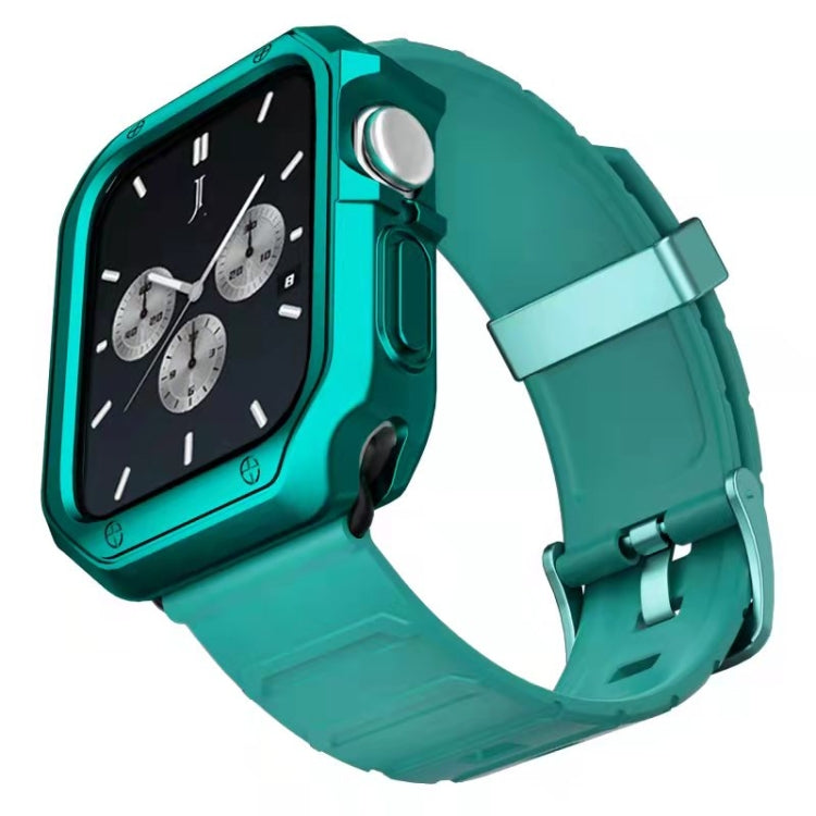 Silicone Watch Band + Watch Case Set For Apple Watch Series 9 / 8 / 7 45mm(Green) by bashfashion