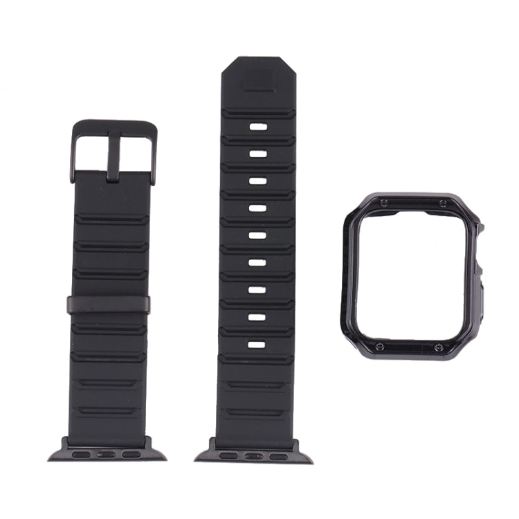 Silicone Watch Band + Watch Case Set For Apple Watch Series 9 / 8 / 7 45mm(Black Red) by bashfashion