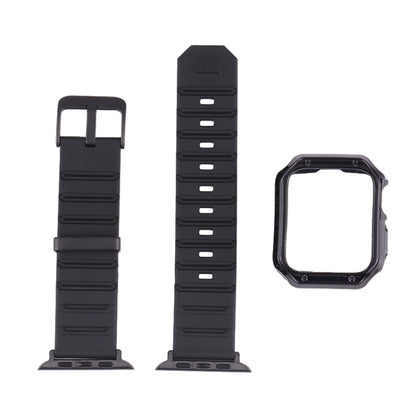 Silicone Watch Band + Watch Case Set For Apple Watch Series 9 / 8 / 7 45mm(Black Red) by bashfashion