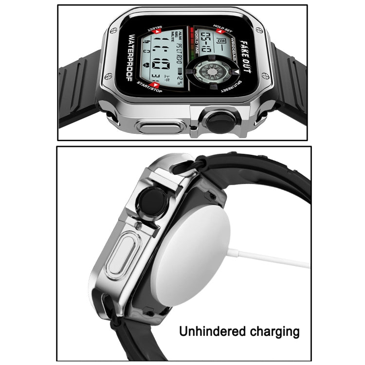 Silicone Watch Band + Watch Case Set For Apple Watch Series 9 / 8 / 7 45mm(Black) by bashfashion