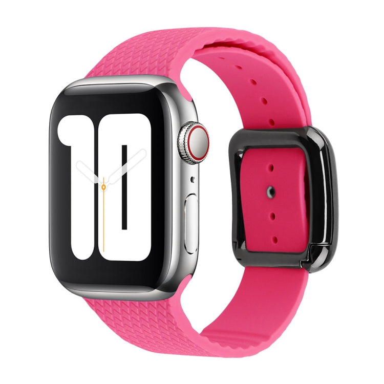 Black Buckle Silicone Watch Band For Apple Watch Series 9&8&7 41mm / SE 3&SE 2&6&SE&5&4 40mm / 3&2&1 38mm(Pink) by bashfashion