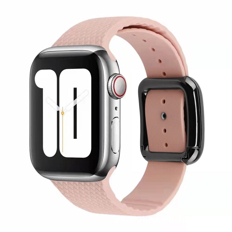 Black Buckle Silicone Watch Band For Apple Watch Ultra 49mm&Watch Ultra 2 49mm / Series 9&8&7 45mm / SE 3&SE 2&6&SE&5&4 44mm / 3&2&1 42mm(Pink Sand) by bashfashion