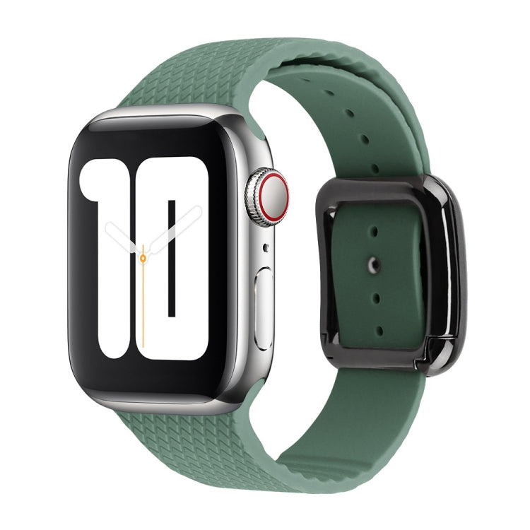 Black Buckle Silicone Watch Band For Apple Watch Ultra 49mm&Watch Ultra 2 49mm / Series 9&8&7 45mm / SE 3&SE 2&6&SE&5&4 44mm / 3&2&1 42mm(Pine Needle Green) by bashfashion