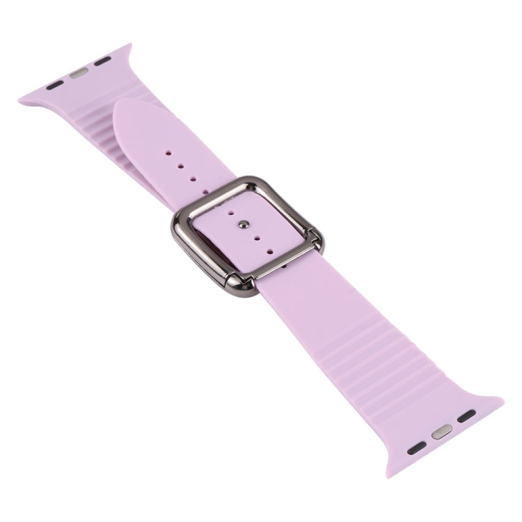 Black Buckle Silicone Watch Band For Apple Watch Ultra 49mm&Watch Ultra 2 49mm / Series 9&8&7 45mm / SE 3&SE 2&6&SE&5&4 44mm / 3&2&1 42mm(Lavender Grey) by bashfashion