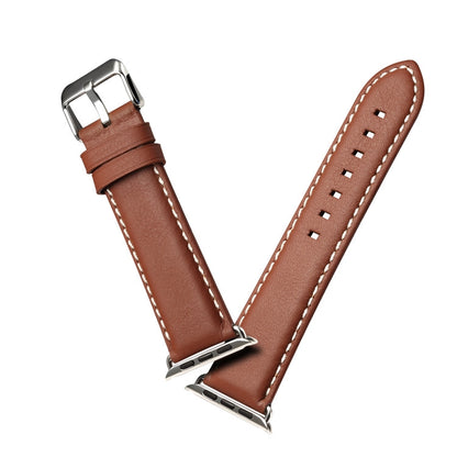 For Apple Watch Series 9&8&7 41mm / SE 3&SE 2&6&SE&5&4 40mm / 3&2&1 38mm Environmental Protection Genuine Leather Watch Band Watch Band(Light Brown) by bashfashion