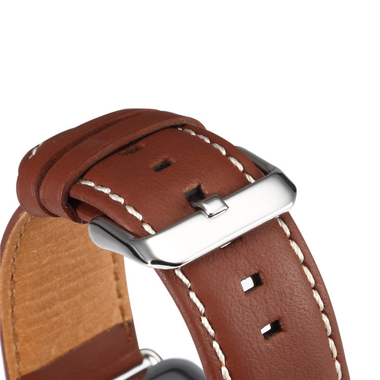 For Apple Watch Series 9&8&7 41mm / SE 3&SE 2&6&SE&5&4 40mm / 3&2&1 38mm Environmental Protection Genuine Leather Watch Band Watch Band(Light Brown) by bashfashion