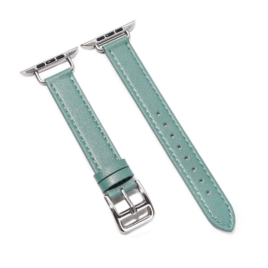 14mm Cowhide Leather Watch Band For Apple Watch Series 7 45mm/6&SE&5&4 44mm/3&2&1 42mm(Green) by bashfashion