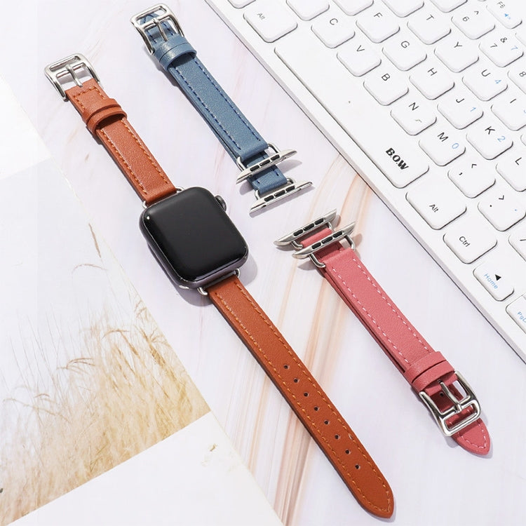 14mm Cowhide Leather Watch Band For Apple Watch Series 7 45mm/6&SE&5&4 44mm/3&2&1 42mm(Black) by bashfashion