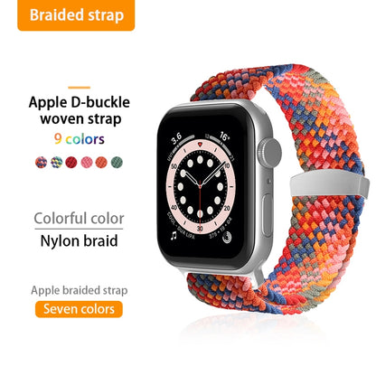 Nylon Braid Watch Band For Apple Watch Ultra 49mm&Watch Ultra 2 49mm / Series 9&8&7 45mm / SE 3&SE 2&6&SE&5&4 44mm / 3&2&1 42mm(Red) by bashfashion