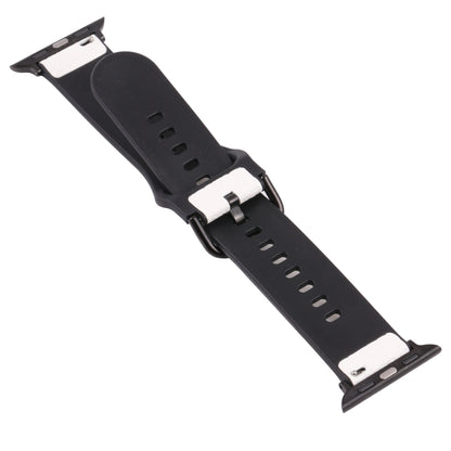 Litchi TPU Watch Band For Apple Watch Series 9&8&7 41mm / SE 3&SE 2&6&SE&5&4 40mm / 3&2&1 38mm(White Black) by bashfashion