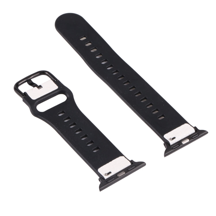 Litchi TPU Watch Band For Apple Watch Series 9&8&7 41mm / SE 3&SE 2&6&SE&5&4 40mm / 3&2&1 38mm(White Black) by bashfashion