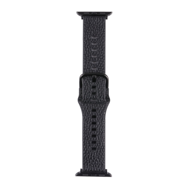 Litchi TPU Watch Band For Apple Watch Series 9&8&7 41mm / SE 3&SE 2&6&SE&5&4 40mm / 3&2&1 38mm(Black) by bashfashion