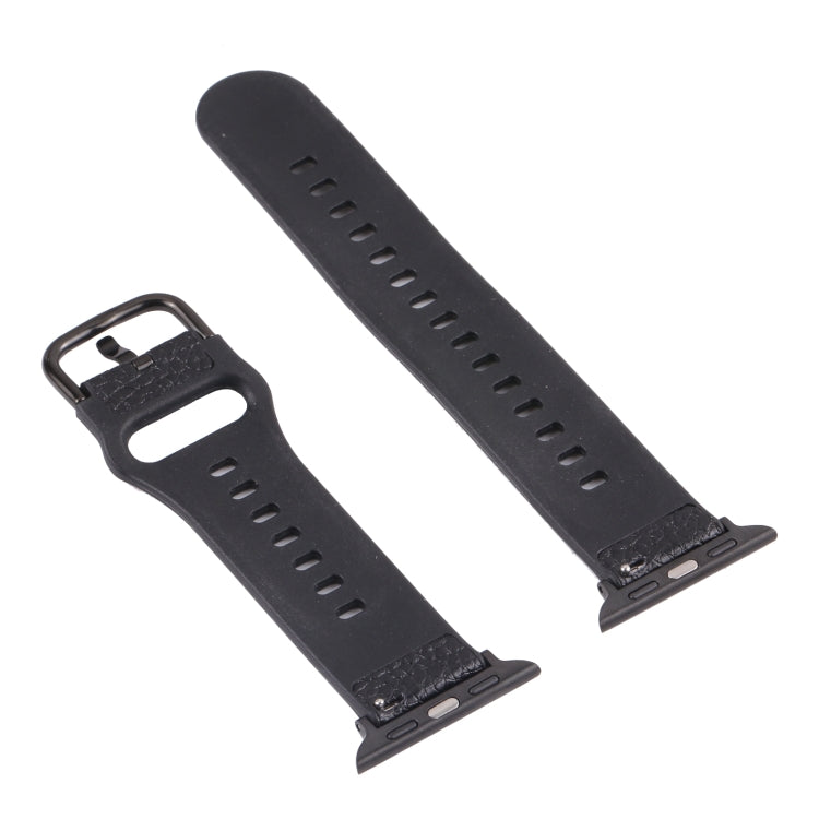 Litchi TPU Watch Band For Apple Watch Series 9&8&7 41mm / SE 3&SE 2&6&SE&5&4 40mm / 3&2&1 38mm(Black) by bashfashion