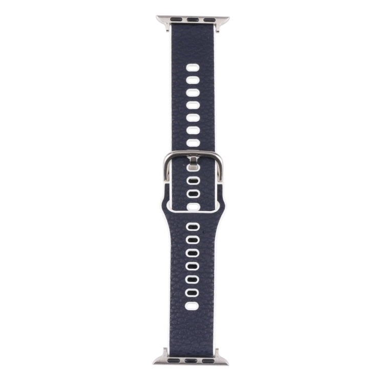 Litchi TPU Watch Band For Apple Watch Ultra 49mm&Watch Ultra 2 49mm / Series 9&8&7 45mm / SE 3&SE 2&6&SE&5&4 44mm / 3&2&1 42mm(Blue White) by bashfashion