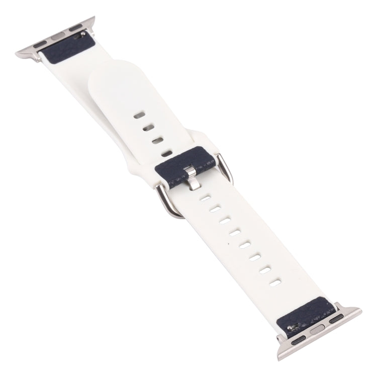 Litchi TPU Watch Band For Apple Watch Ultra 49mm&Watch Ultra 2 49mm / Series 9&8&7 45mm / SE 3&SE 2&6&SE&5&4 44mm / 3&2&1 42mm(Blue White) by bashfashion