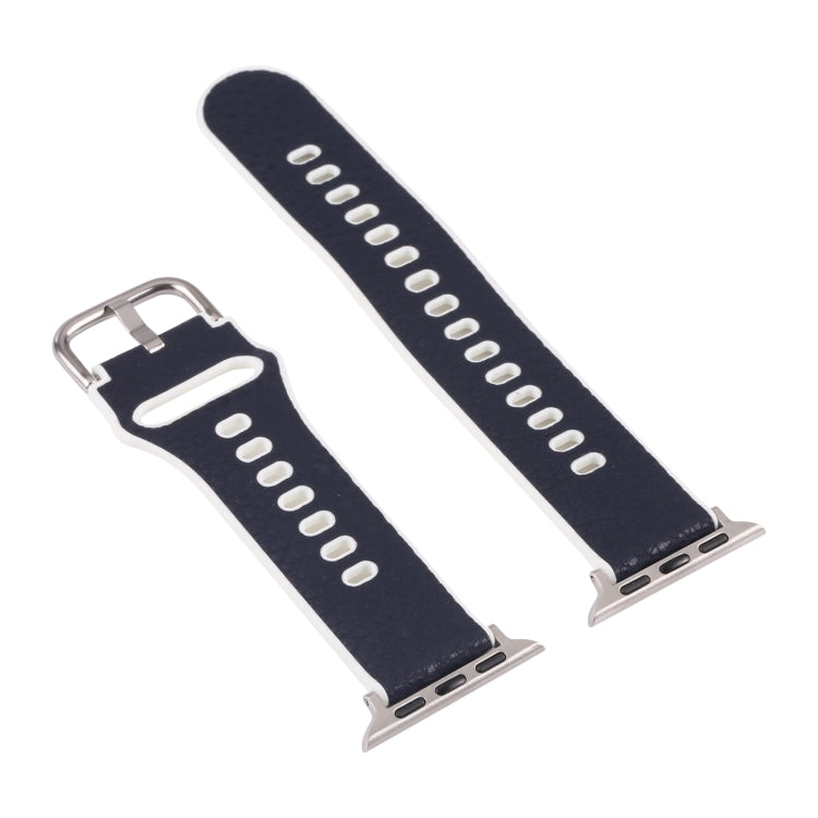 Litchi TPU Watch Band For Apple Watch Ultra 49mm&Watch Ultra 2 49mm / Series 9&8&7 45mm / SE 3&SE 2&6&SE&5&4 44mm / 3&2&1 42mm(Blue White) by bashfashion