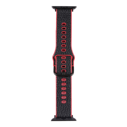 Litchi TPU Watch Band For Apple Watch Ultra 49mm&Watch Ultra 2 49mm / Series 9&8&7 45mm / SE 3&SE 2&6&SE&5&4 44mm / 3&2&1 42mm(Black Red) by bashfashion