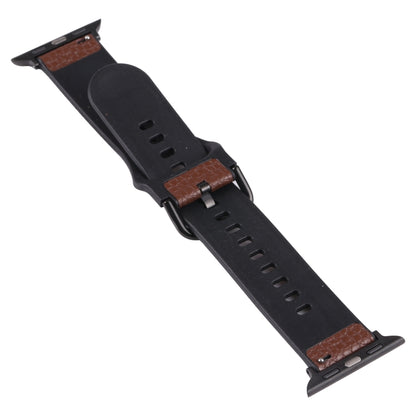 Litchi TPU Watch Band For Apple Watch Ultra 49mm&Watch Ultra 2 49mm / Series 9&8&7 45mm / SE 3&SE 2&6&SE&5&4 44mm / 3&2&1 42mm(Coffee Black) by bashfashion