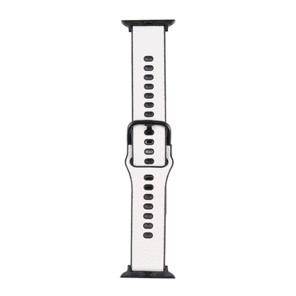 Litchi TPU Watch Band For Apple Watch Ultra 49mm&Watch Ultra 2 49mm / Series 9&8&7 45mm / SE 3&SE 2&6&SE&5&4 44mm / 3&2&1 42mm(White Black) by bashfashion