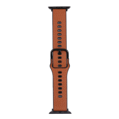 Litchi TPU Watch Band For Apple Watch Ultra 49mm&Watch Ultra 2 49mm / Series 9&8&7 45mm / SE 3&SE 2&6&SE&5&4 44mm / 3&2&1 42mm(Brown Black) by bashfashion