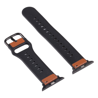 Litchi TPU Watch Band For Apple Watch Ultra 49mm&Watch Ultra 2 49mm / Series 9&8&7 45mm / SE 3&SE 2&6&SE&5&4 44mm / 3&2&1 42mm(Brown Black) by bashfashion