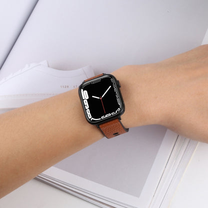 Litchi TPU Watch Band For Apple Watch Ultra 49mm&Watch Ultra 2 49mm / Series 9&8&7 45mm / SE 3&SE 2&6&SE&5&4 44mm / 3&2&1 42mm(Brown Black) by bashfashion