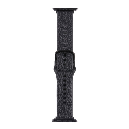 Litchi TPU Watch Band For Apple Watch Ultra 49mm&Watch Ultra 2 49mm / Series 9&8&7 45mm / SE 3&SE 2&6&SE&5&4 44mm / 3&2&1 42mm(Black) by bashfashion