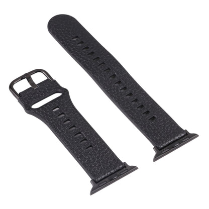 Litchi TPU Watch Band For Apple Watch Ultra 49mm&Watch Ultra 2 49mm / Series 9&8&7 45mm / SE 3&SE 2&6&SE&5&4 44mm / 3&2&1 42mm(Black) by bashfashion