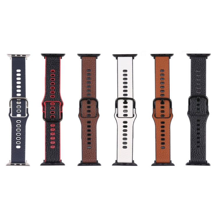 Litchi TPU Watch Band For Apple Watch Ultra 49mm&Watch Ultra 2 49mm / Series 9&8&7 45mm / SE 3&SE 2&6&SE&5&4 44mm / 3&2&1 42mm(Blue White) by bashfashion