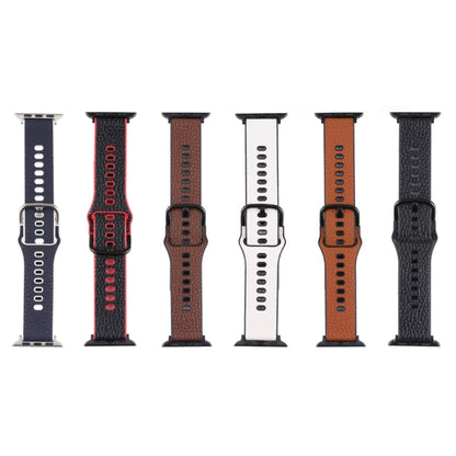 Litchi TPU Watch Band For Apple Watch Ultra 49mm&Watch Ultra 2 49mm / Series 9&8&7 45mm / SE 3&SE 2&6&SE&5&4 44mm / 3&2&1 42mm(Blue White) by bashfashion