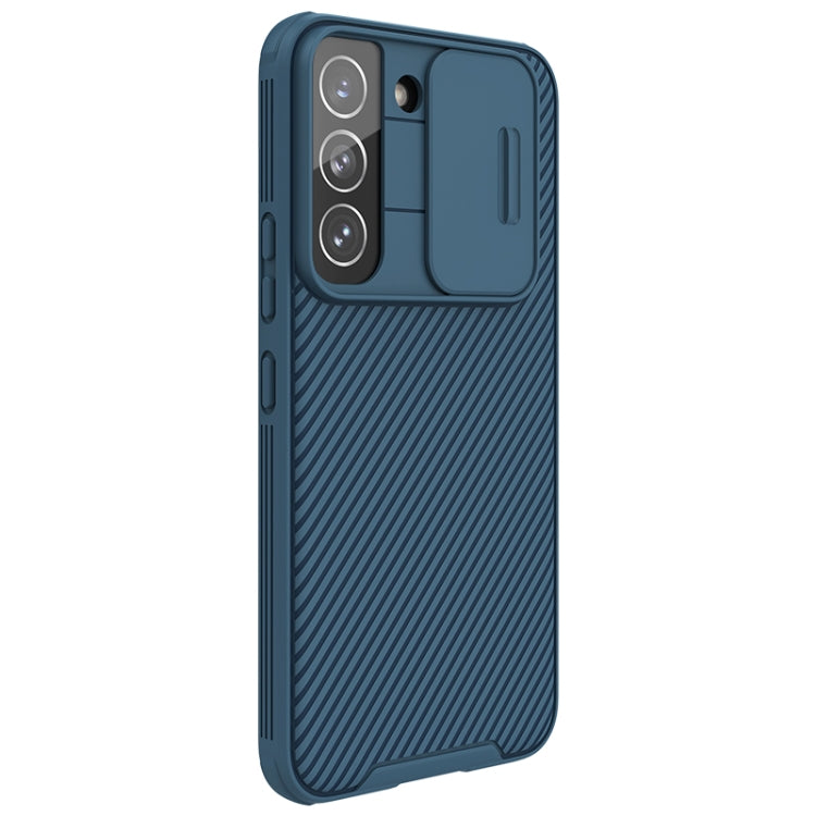 For Samsung Galaxy S22+ 5G NILLKIN Black Mirror Pro Series Camshield Phone Case(Blue) by NILLKIN