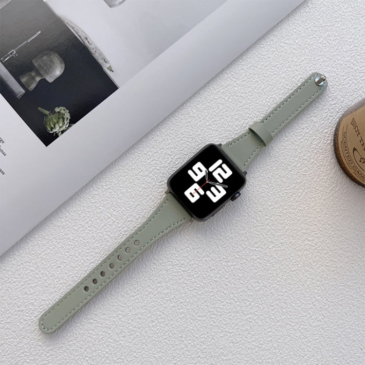 Genuine Leather Watch Band For Apple Watch Series 9&8&7 41mm / SE 3&SE 2&6&SE&5&4 40mm / 3&2&1 38mm(Light Green) by bashfashion