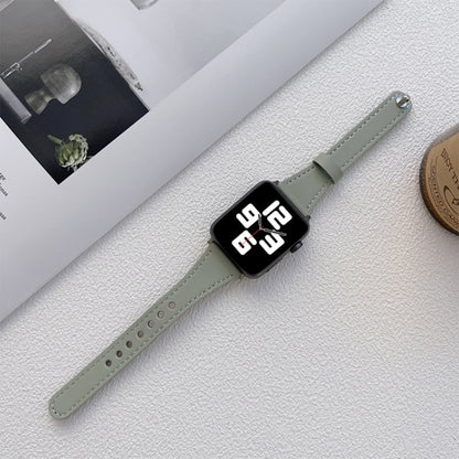 Genuine Leather Watch Band For Apple Watch Series 9&8&7 41mm / SE 3&SE 2&6&SE&5&4 40mm / 3&2&1 38mm(Light Green) by bashfashion