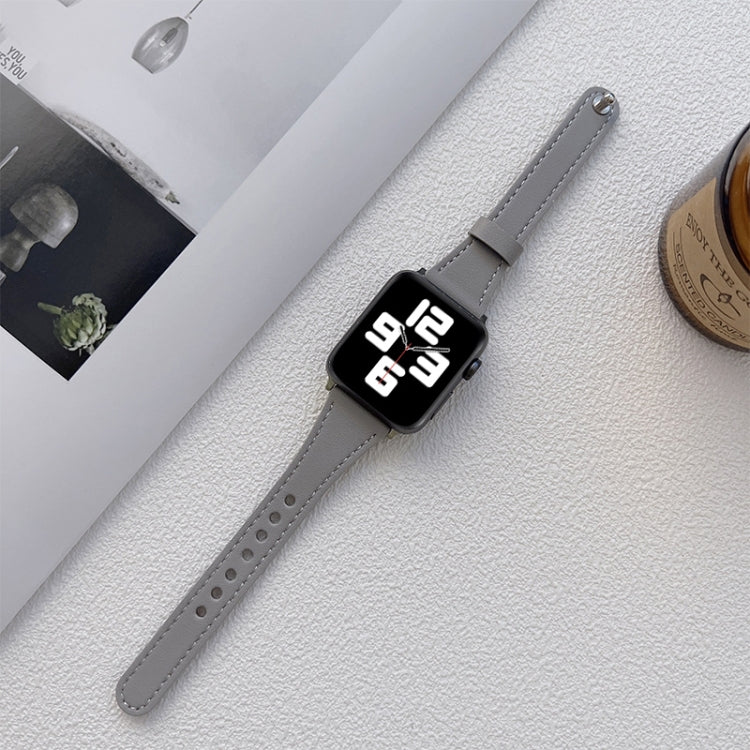 Genuine Leather Watch Band For Apple Watch Series 9&8&7 41mm / SE 3&SE 2&6&SE&5&4 40mm / 3&2&1 38mm(Grey) by bashfashion