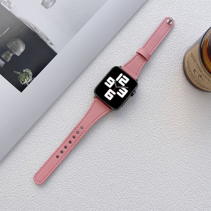 Genuine Leather Watch Band For Apple Watch Series 9&8&7 41mm / SE 3&SE 2&6&SE&5&4 40mm / 3&2&1 38mm(Pink) by bashfashion