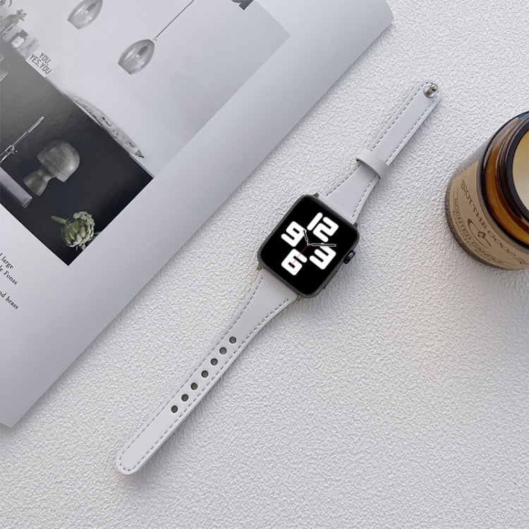 Genuine Leather Watch Band For Apple Watch Series 9&8&7 41mm / SE 3&SE 2&6&SE&5&4 40mm / 3&2&1 38mm(White) by bashfashion