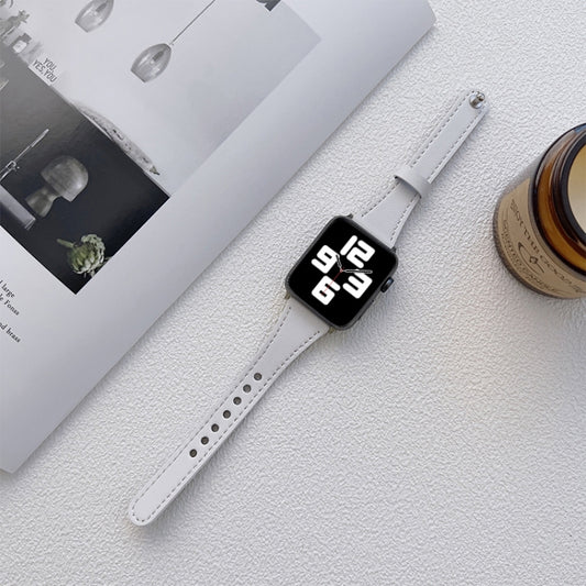 Genuine Leather Watch Band For Apple Watch Series 9&8&7 41mm / SE 3&SE 2&6&SE&5&4 40mm / 3&2&1 38mm(White) by bashfashion