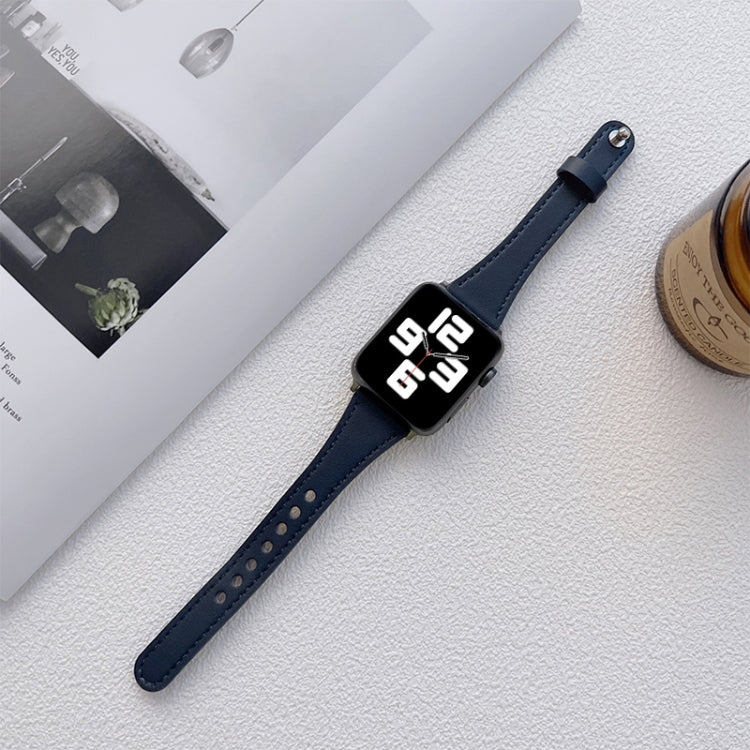 Genuine Leather Watch Band For Apple Watch Series 9&8&7 41mm / SE 3&SE 2&6&SE&5&4 40mm / 3&2&1 38mm(Blue) by bashfashion