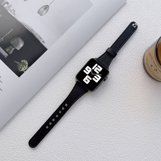 Genuine Leather Watch Band For Apple Watch Series 9&8&7 41mm / SE 3&SE 2&6&SE&5&4 40mm / 3&2&1 38mm(Black) by bashfashion