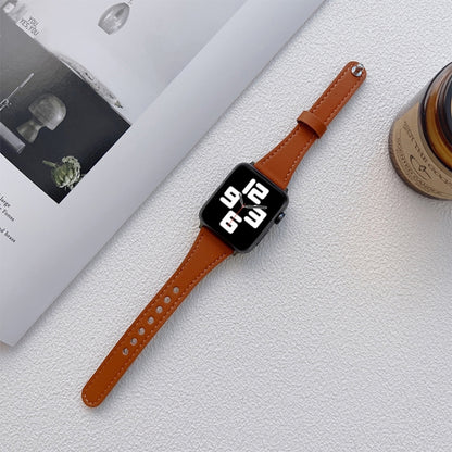 Genuine Leather Watch Band For Apple Watch Series 9&8&7 41mm / SE 3&SE 2&6&SE&5&4 40mm / 3&2&1 38mm(Brown) by bashfashion