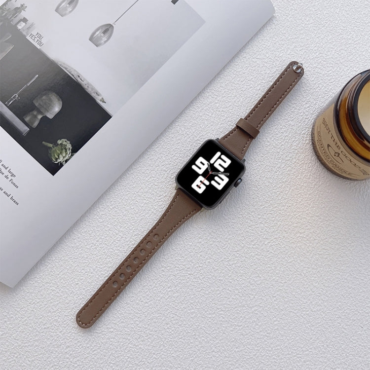 Genuine Leather Watch Band For Apple Watch Ultra 49mm&Watch Ultra 2 49mm / Series 9&8&7 45mm / SE 3&SE 2&6&SE&5&4 44mm / 3&2&1 42mm(Coffee) by bashfashion