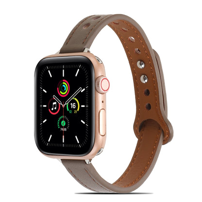 Double Rivets Leather Watch Band for Apple Watch Series 9&8&7 41mm / SE 3&SE 2&6&SE&5&4 40mm / 3&2&1 38mm(Light Brown) by bashfashion