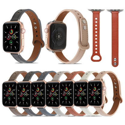 Double Rivets Leather Watch Band for Apple Watch Series 9&8&7 41mm / SE 3&SE 2&6&SE&5&4 40mm / 3&2&1 38mm(White) by bashfashion