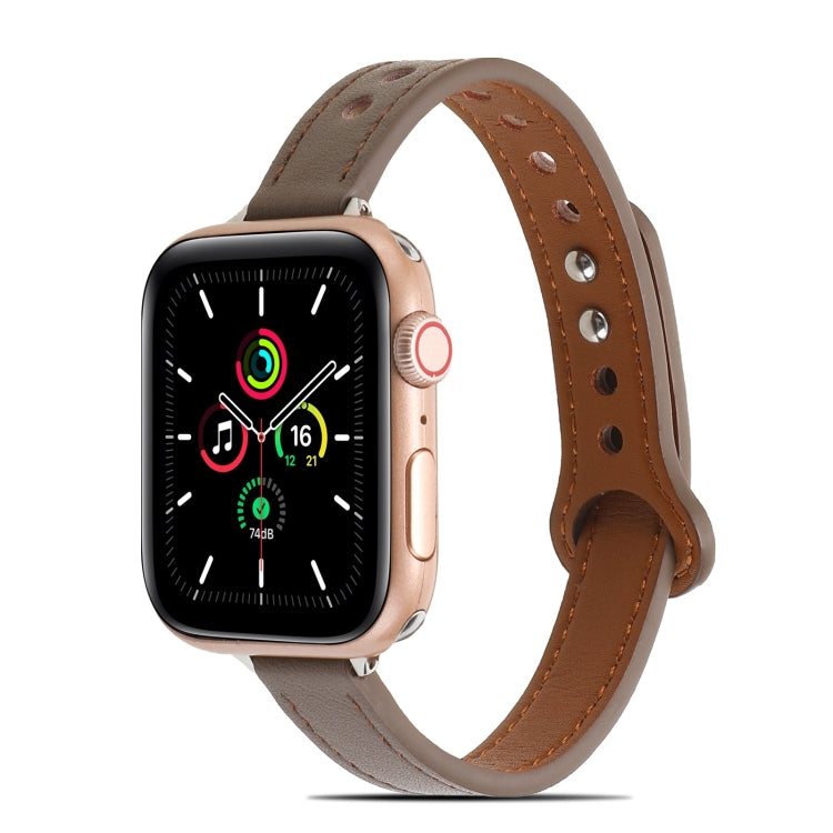 Double Rivets Leather Watch Band for Apple Watch Ultra 49mm&Watch Ultra 2 49mm / Series 9&8&7 45mm / SE 3&SE 2&6&SE&5&4 44mm / 3&2&1 42mm(Light Brown) by bashfashion