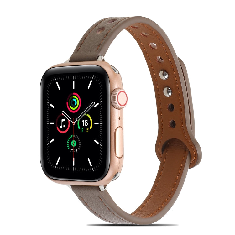 Double Rivets Leather Watch Band for Apple Watch Ultra 49mm&Watch Ultra 2 49mm / Series 9&8&7 45mm / SE 3&SE 2&6&SE&5&4 44mm / 3&2&1 42mm(Light Brown) by bashfashion