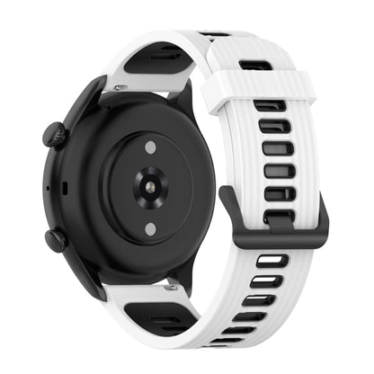 For Amazfit GTR 3/GTR 3 Pro/GTR 2 22mm Two-color Stripe Silicone Watch Band(White Black) by bashfashion